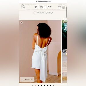 NEW: Revelry Short Wedding Dress, Low Back with bow. Size 6.